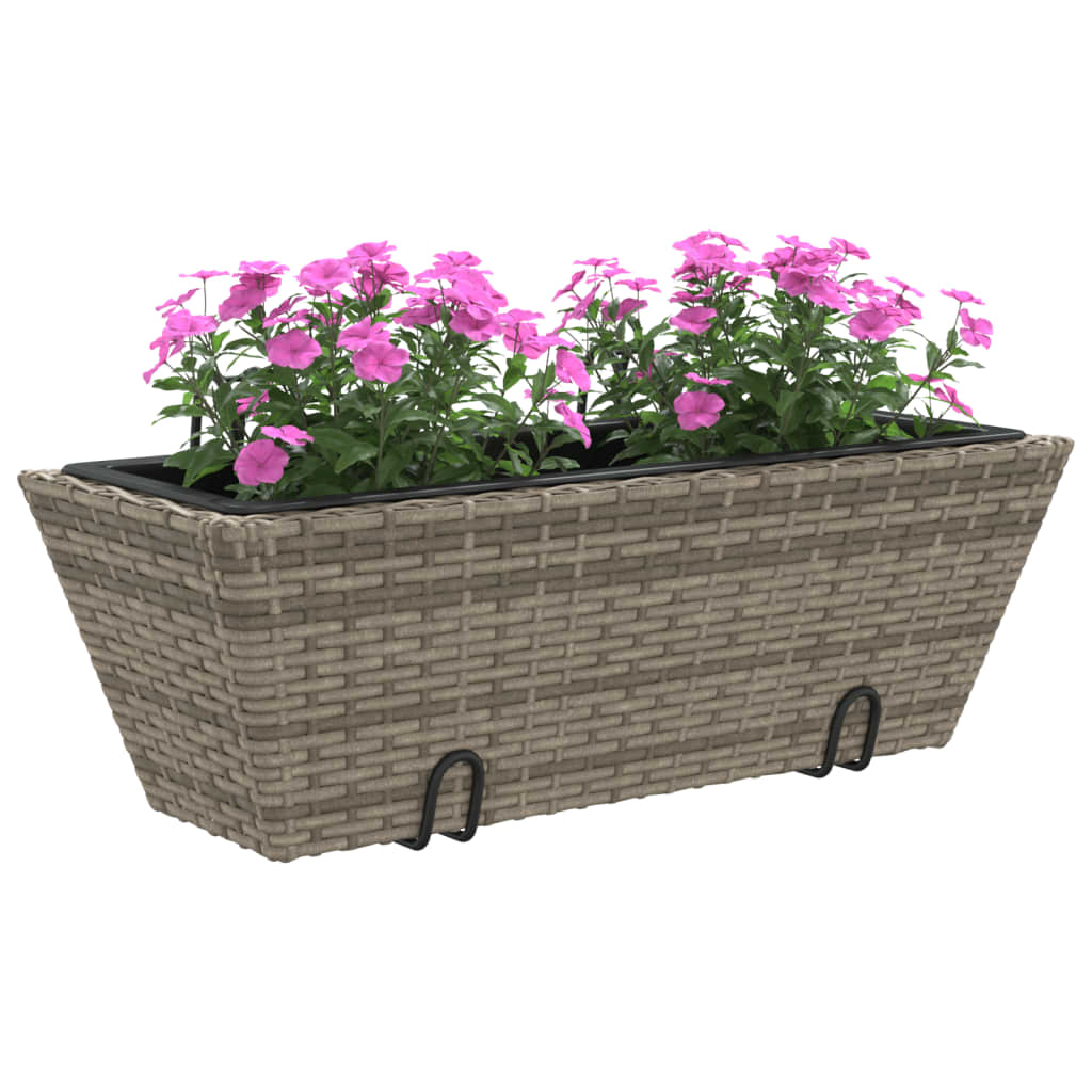 Plantenbakken 2 St Met Haken Poly Rattan 54 x 22 x 18 cm