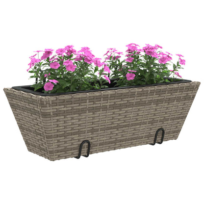 Plantenbakken 2 St Met Haken Poly Rattan 54 x 22 x 18 cm