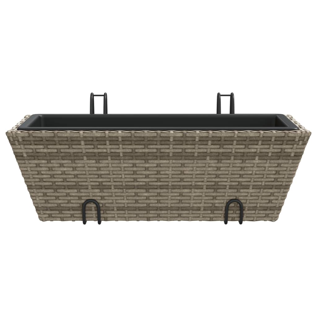 Plantenbakken 2 St Met Haken Poly Rattan 54 x 22 x 18 cm