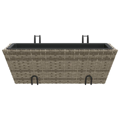 Plantenbakken 2 St Met Haken Poly Rattan 54 x 22 x 18 cm