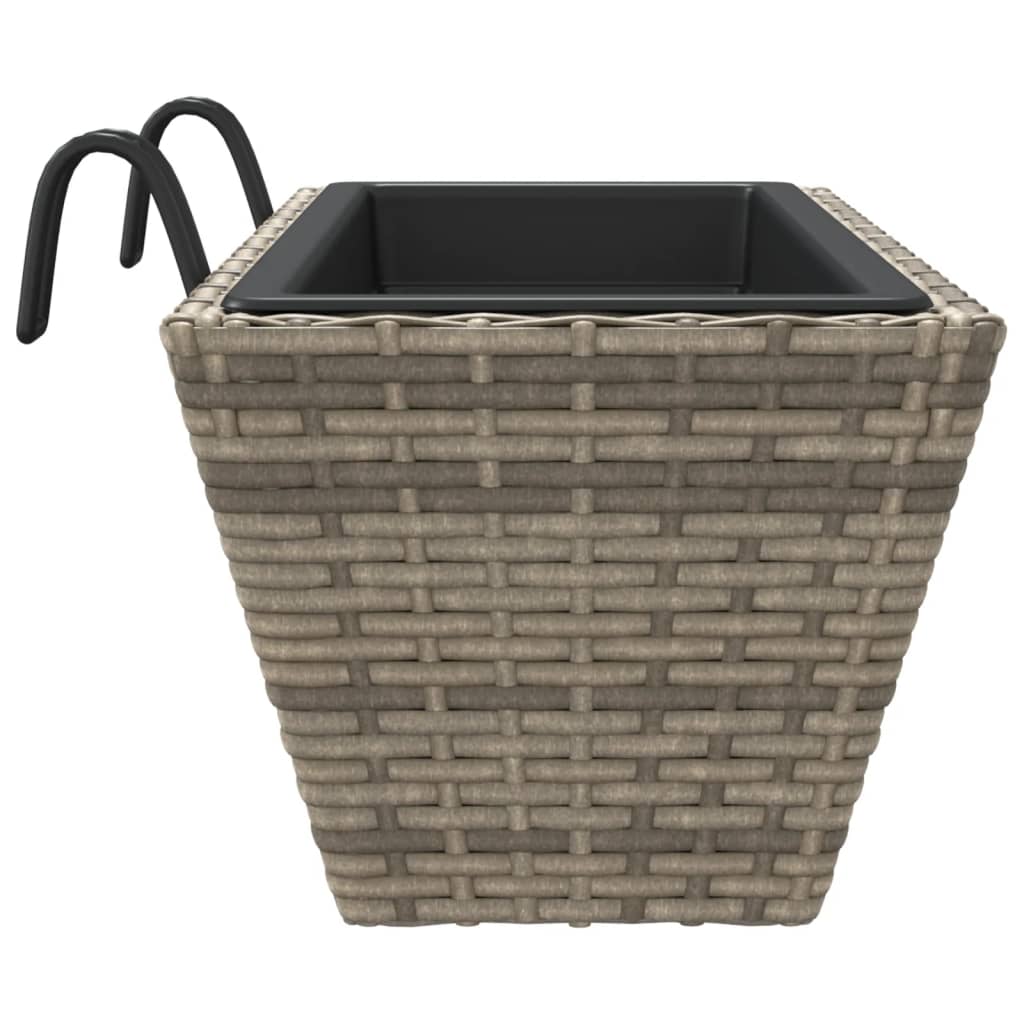 Plantenbakken 2 St Met Haken Poly Rattan 54 x 22 x 18 cm