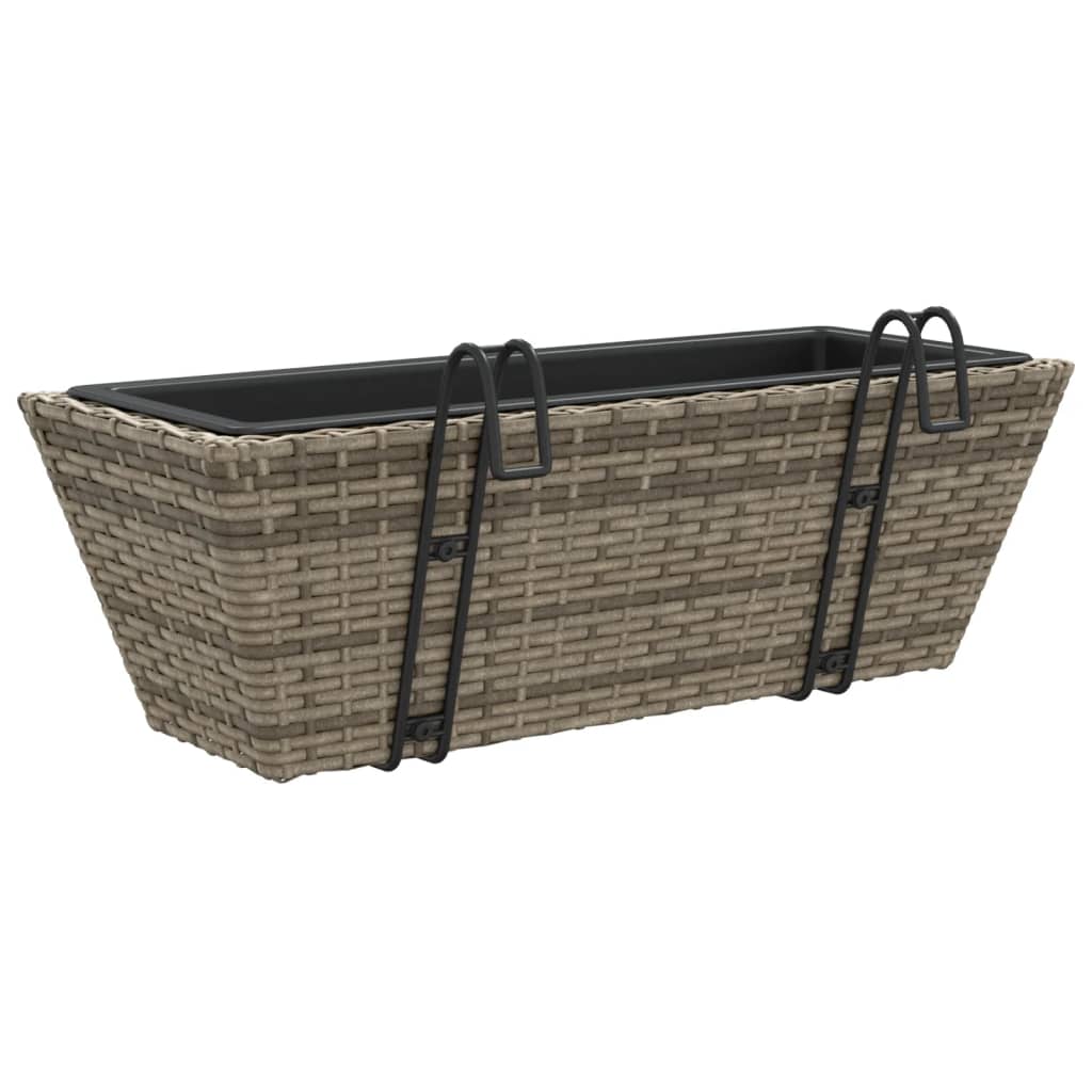 Plantenbakken 2 St Met Haken Poly Rattan 54 x 22 x 18 cm