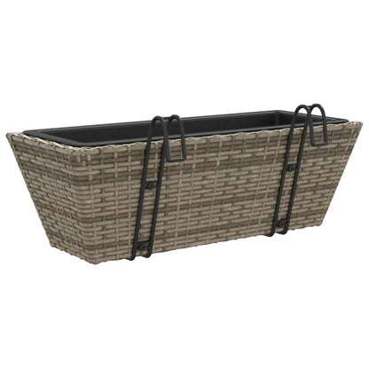 Plantenbakken 2 St Met Haken Poly Rattan 54 x 22 x 18 cm