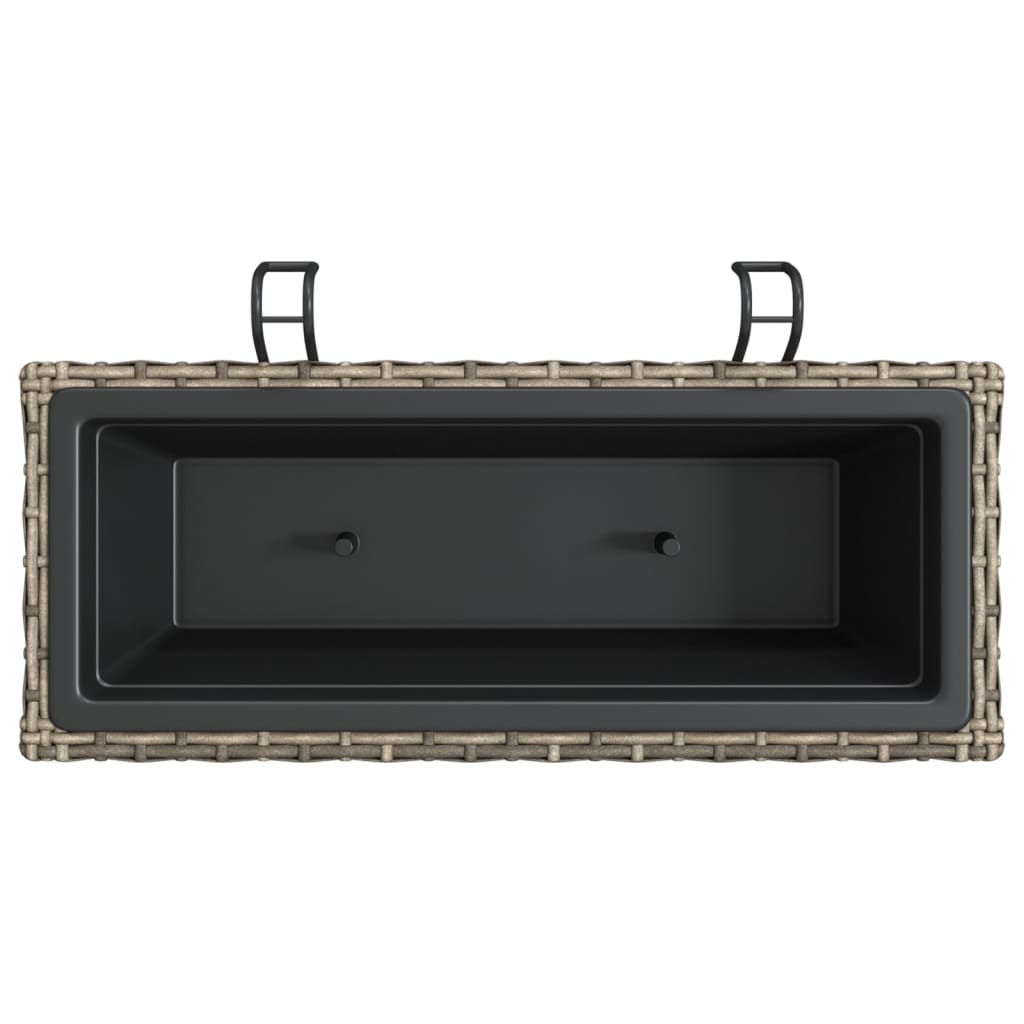 Plantenbakken 2 St Met Haken Poly Rattan 54 x 22 x 18 cm