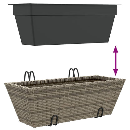 Plantenbakken 2 St Met Haken Poly Rattan 54 x 22 x 18 cm