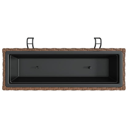 Plantenbakken 2 st met haken poly rattan bruin