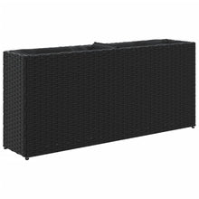 Plantenbak met 2 potten 90x20x40 cm poly rattan zwart
