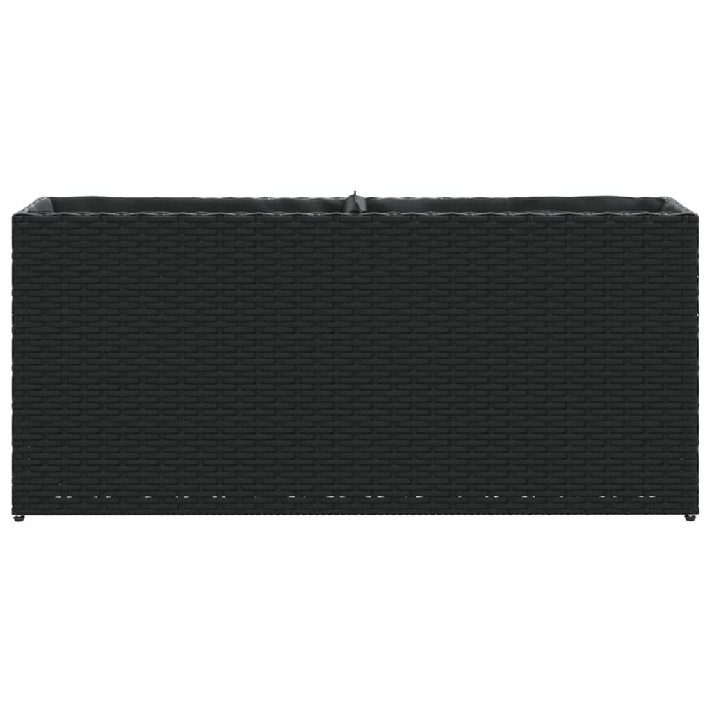 Plantenbak met 2 potten 90x20x40 cm poly rattan zwart