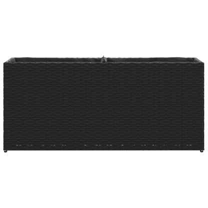 Plantenbak met 2 potten 90x20x40 cm poly rattan zwart