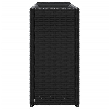 Plantenbak met 2 potten 90x20x40 cm poly rattan zwart