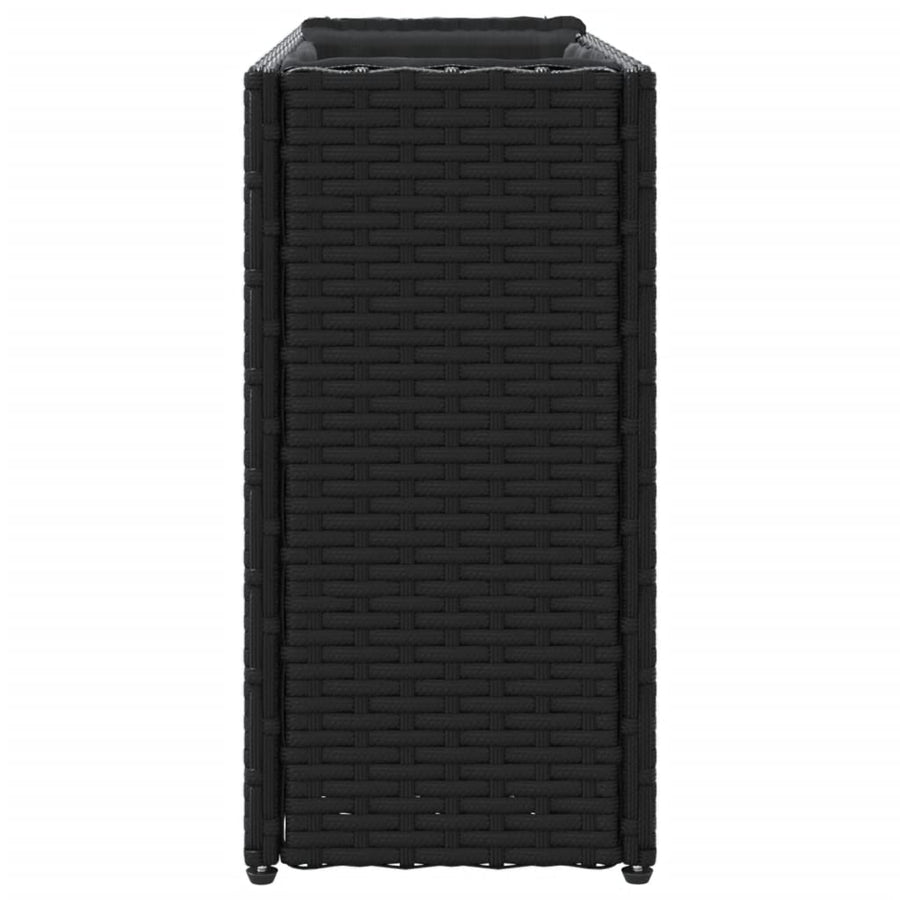 Plantenbak met 2 potten 90x20x40 cm poly rattan zwart
