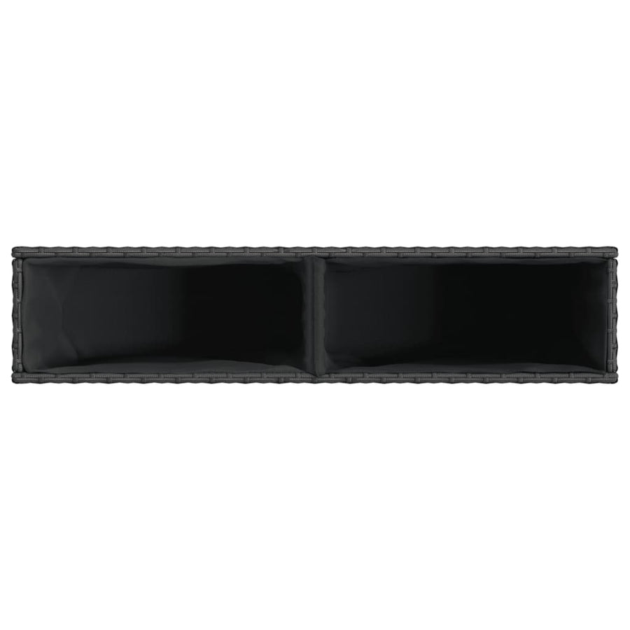 Plantenbak met 2 potten 90x20x40 cm poly rattan zwart
