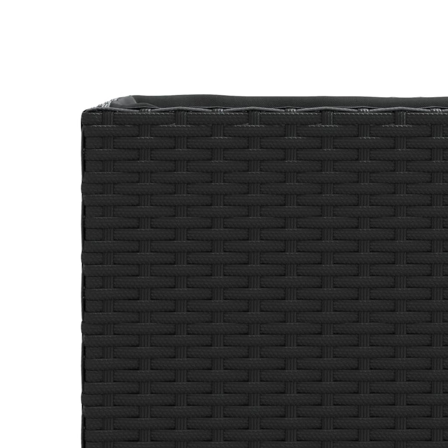 Plantenbak met 2 potten 90x20x40 cm poly rattan zwart