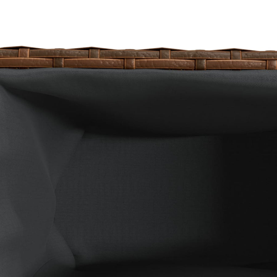 Plantenbak met 2 potten 90x20x40 cm poly rattan bruin