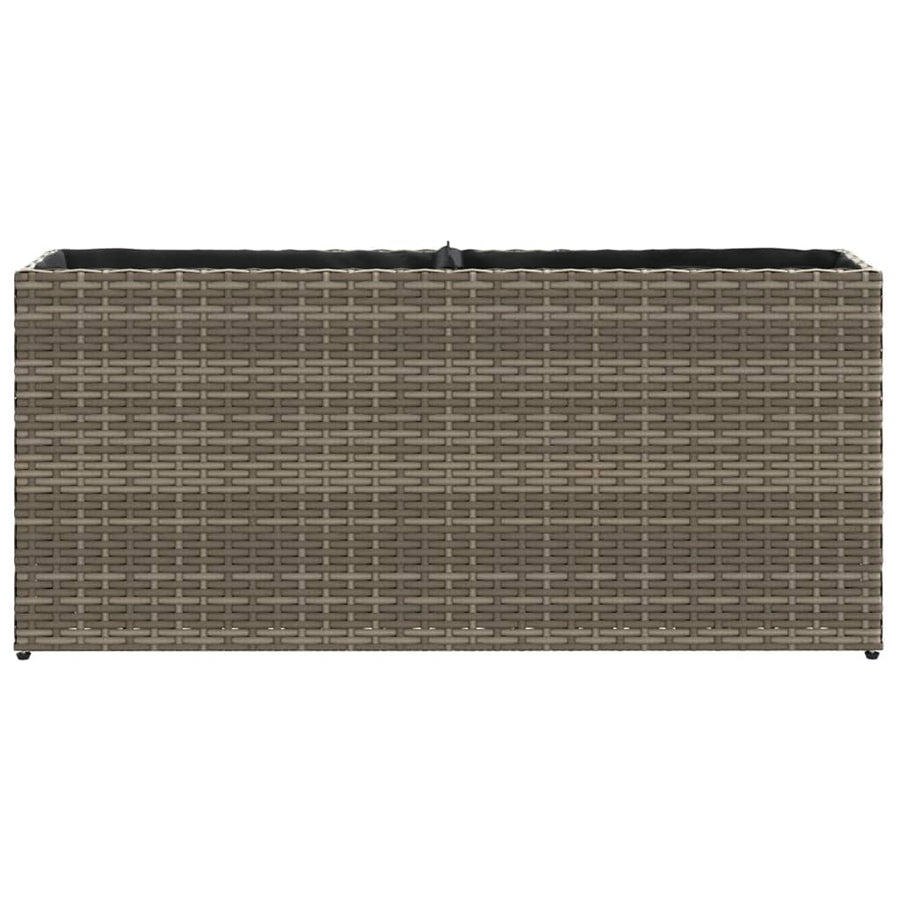 Plantenbak met 2 potten 90x20x40 cm poly rattan grijs