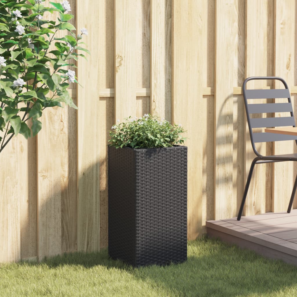 Plantenbak 30x30x60 cm poly rattan zwart
