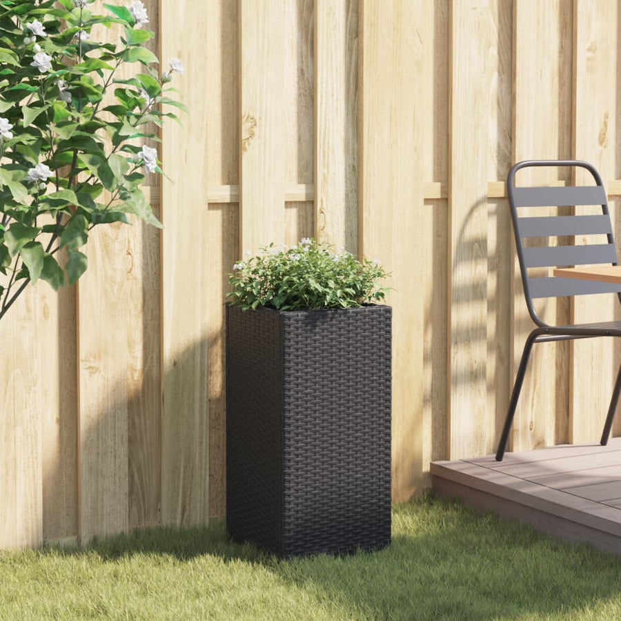 Plantenbak 30x30x60 cm poly rattan zwart