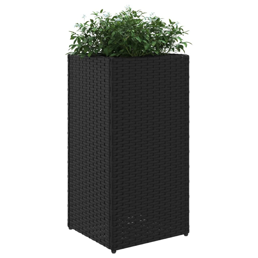 Plantenbak 30x30x60 cm poly rattan zwart