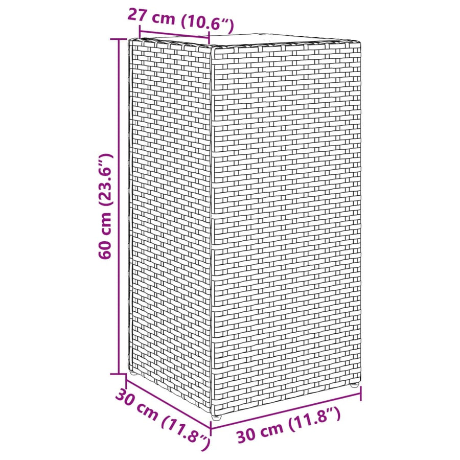 Plantenbak 30x30x60 cm poly rattan zwart