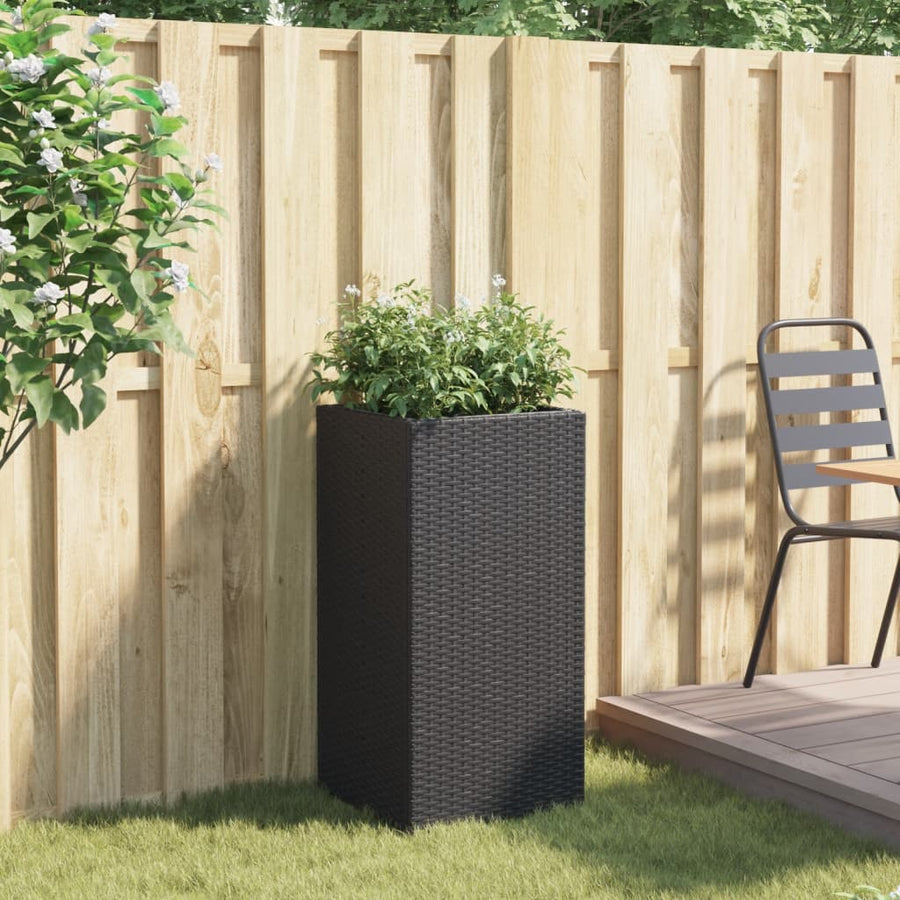 Plantenbak 40x40x80 cm poly rattan zwart