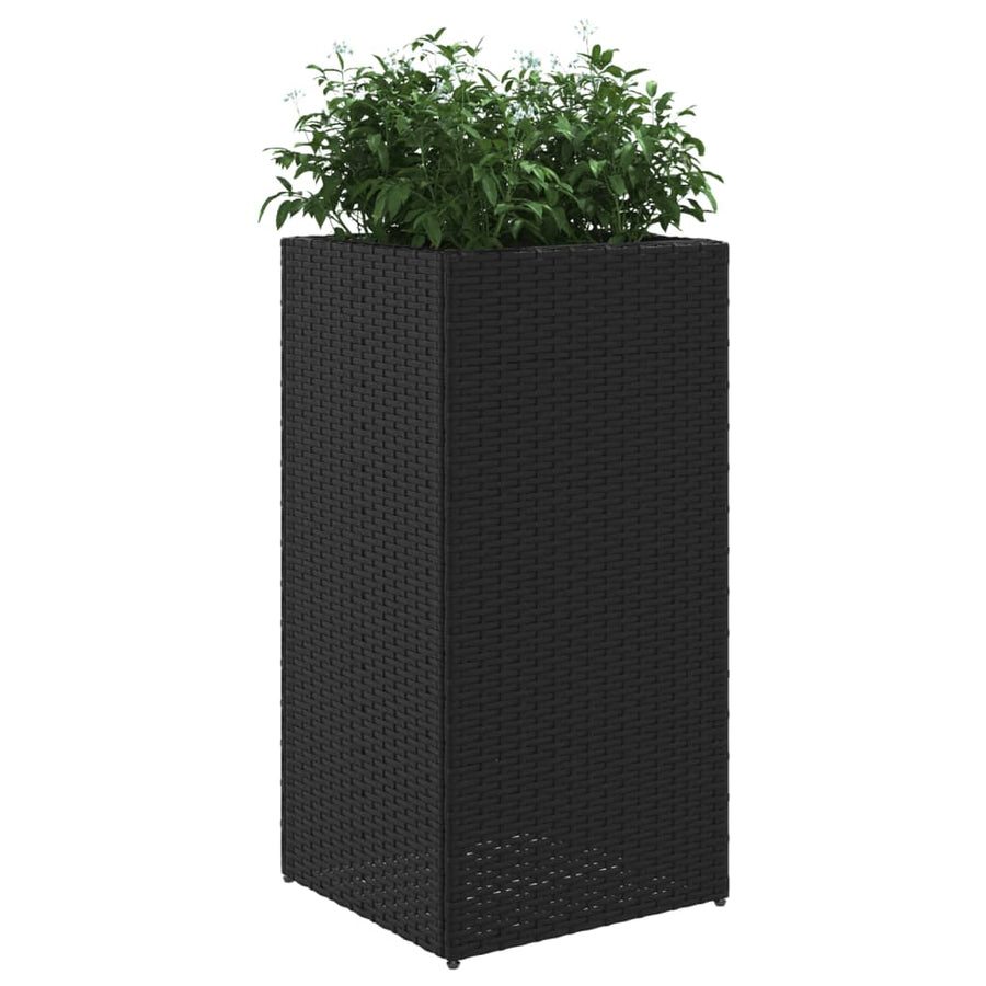 Plantenbak 40x40x80 cm poly rattan zwart