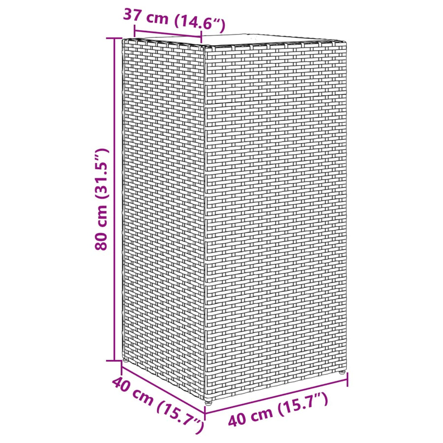 Plantenbak 40x40x80 cm poly rattan zwart