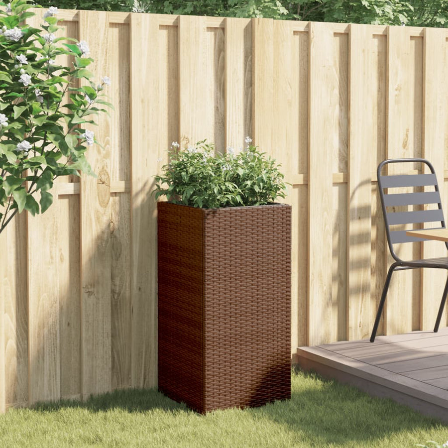 Plantenbak 40x40x80 cm poly rattan bruin