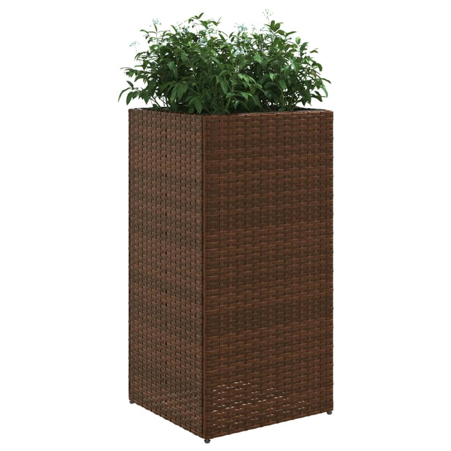 Plantenbak 40x40x80 cm poly rattan bruin