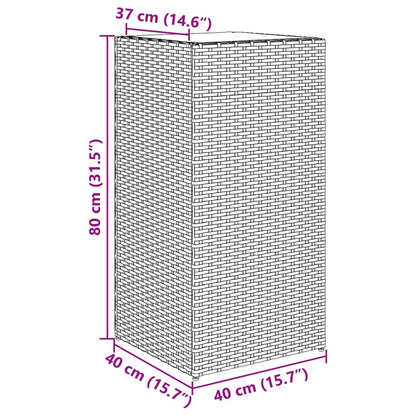 Plantenbak 40x40x80 cm poly rattan bruin