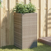 Plantenbak poly rattan 40x40x80 cm grijs