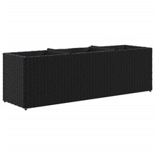Plantenbak met 3 potten 105x30x32 cm poly rattan zwart