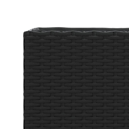 Plantenbak met 3 potten 105x30x32 cm poly rattan zwart