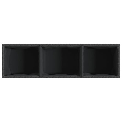 Plantenbak met wielen 3 potten 107x32x38 cm poly rattan zwart