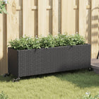 Plantenbak met wielen 107x32x38 cm poly rattan zwart