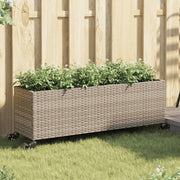 Planter with wheels 3 pots 107x32x38 cm poly rattan grey
