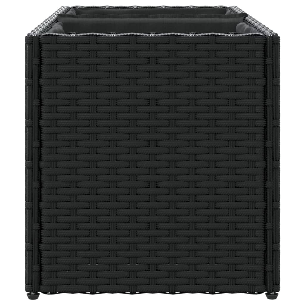 Plantenbak met 2 potten 72x30x32 cm poly rattan zwart