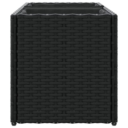 Plantenbak met 2 potten 72x30x32 cm poly rattan zwart