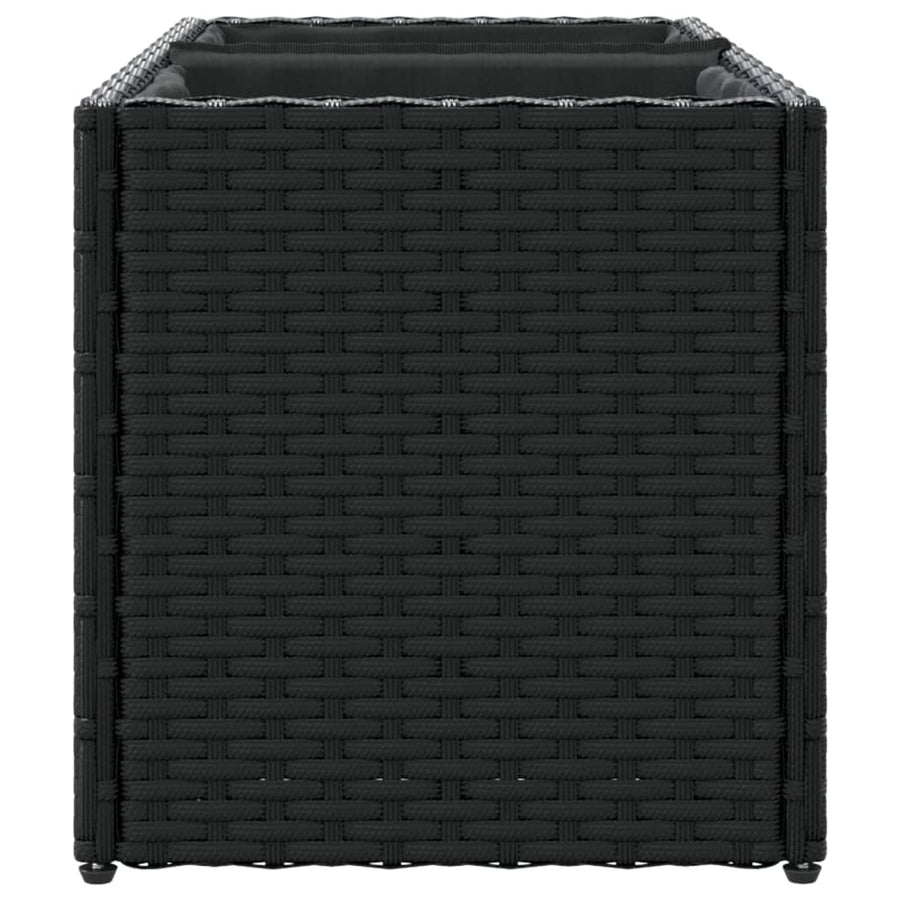 Plantenbak met 2 potten 72x30x32 cm poly rattan zwart