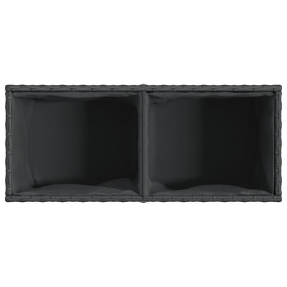 Plantenbak met 2 potten 72x30x32 cm poly rattan zwart