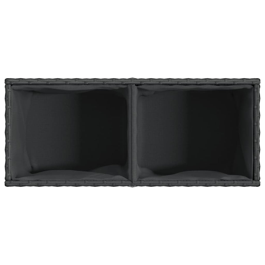 Plantenbak met 2 potten 72x30x32 cm poly rattan zwart