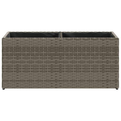 Plantenbak met 2 potten 72x30x32 cm poly rattan grijs