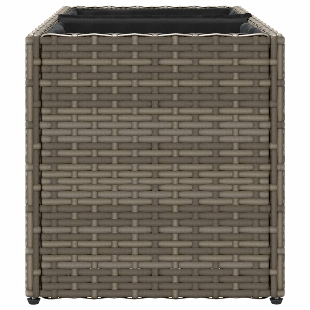 Plantenbak met 2 potten 72x30x32 cm poly rattan grijs