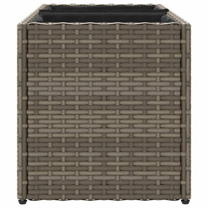 Plantenbak met 2 potten 72x30x32 cm poly rattan grijs
