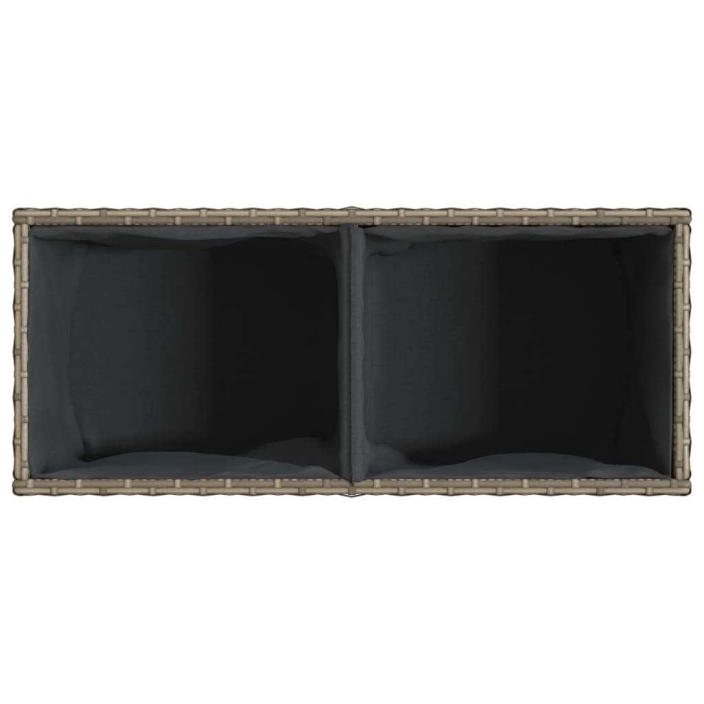 Plantenbak met 2 potten 72x30x32 cm poly rattan grijs
