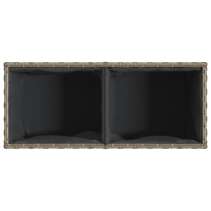 Plantenbak met 2 potten 72x30x32 cm poly rattan grijs