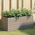 Planter with 2 pots 72x30x32 cm poly rattan grey