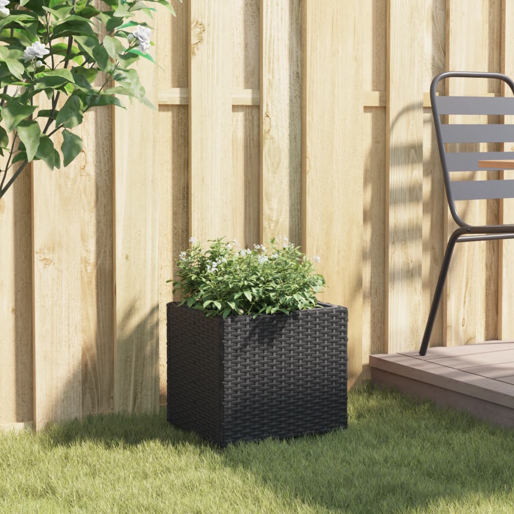 Plantenbak 36x30x32 cm poly rattan zwart