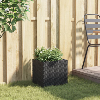 Plantenbak 36x30x32 cm poly rattan zwart