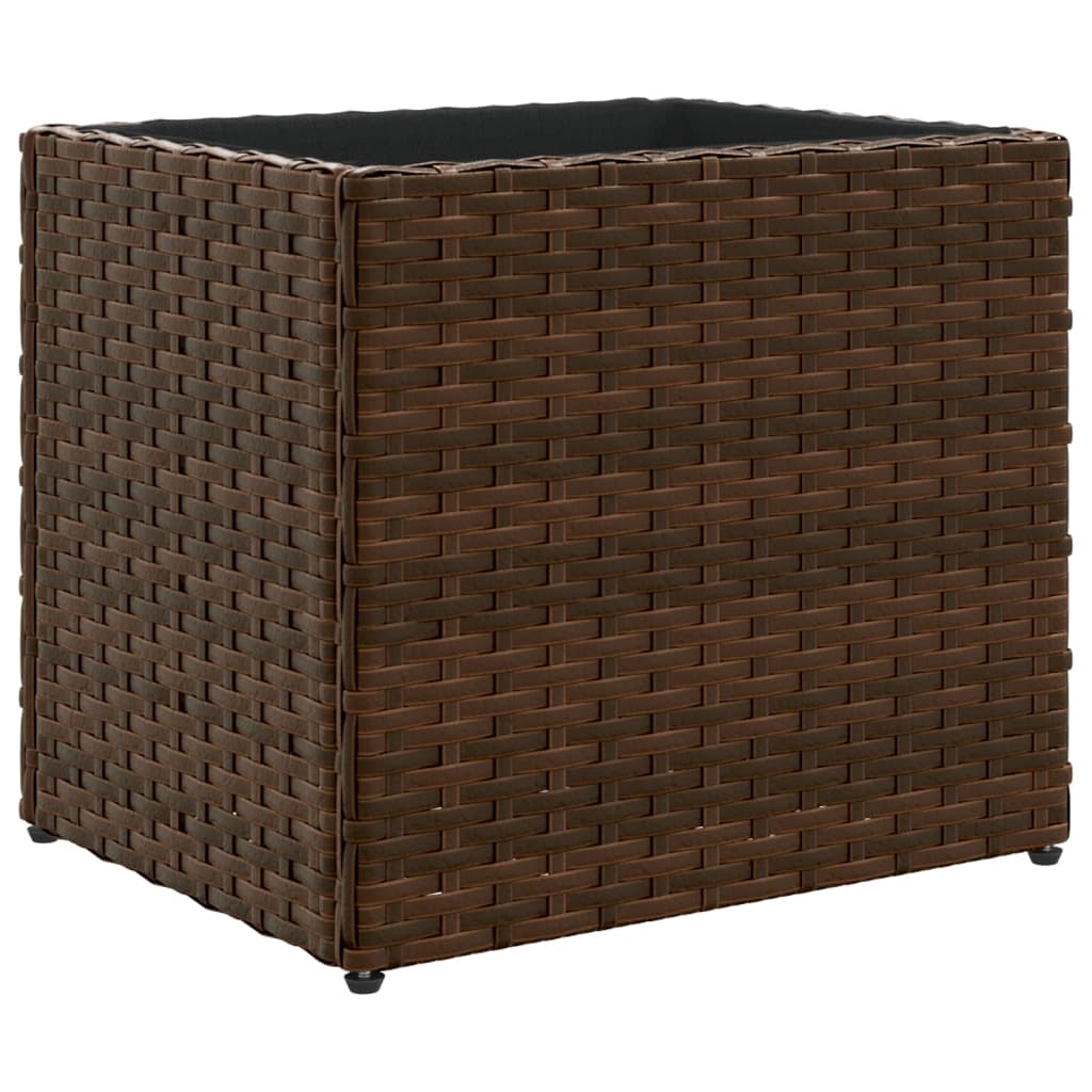 Plantenbak 36x30x32 cm poly rattan bruin