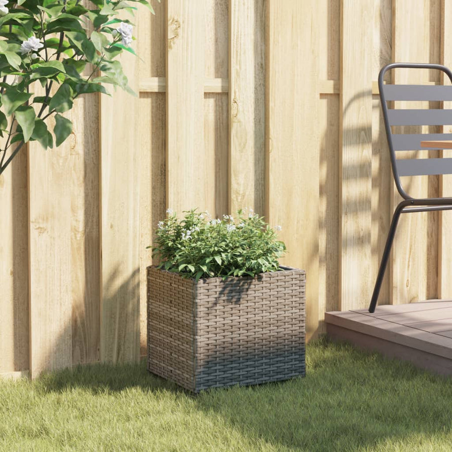Plantenbak 36x30x32 cm poly rattan grijs